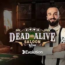 Dead or Alive: Saloon online game logo by Evolution on casino-dazard.de