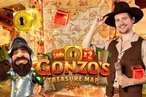 Gonzo's Treasure Map slot logo by Evolution at Dazard Casino