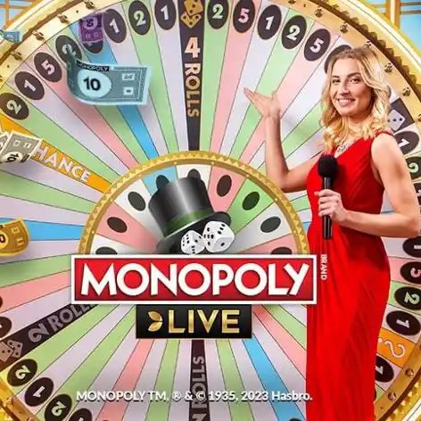 Monopoly Live slot logo by Evolution at Dazard Casino